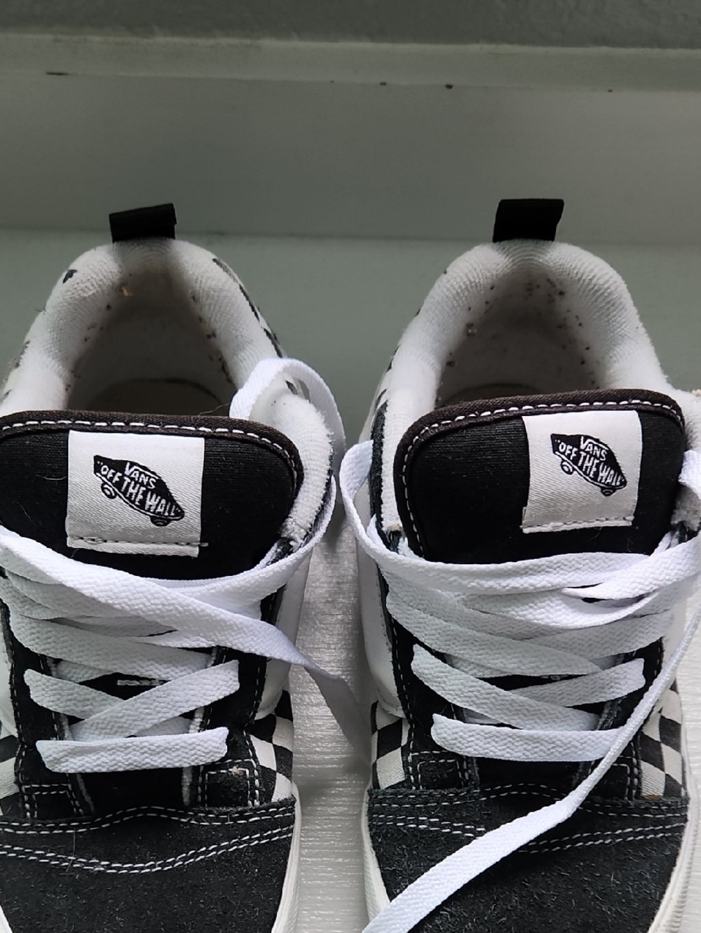 Vans Kids Checkerboard High-Top Sneakers in Black & White